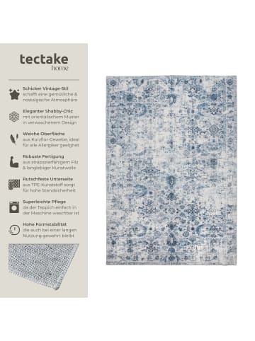 tectake Vintage Designer Teppich Amara, rutschfeste Unterseite, blau