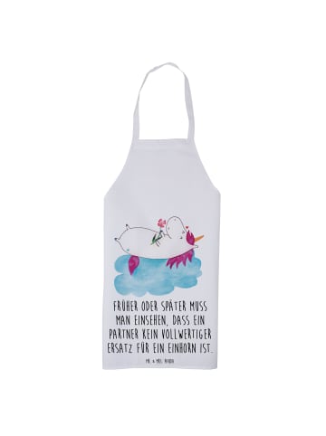 Mr. & Mrs. Panda Schürze Einhorn Verliebt mit Spruch in Weiß
