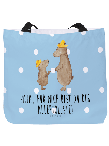 Mr. & Mrs. Panda Schultertasche Bären mit Hut mit Spruch in Blau Pastell