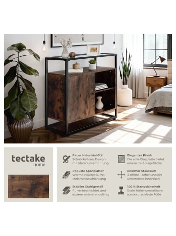 tectake Kommode Conventry 70 x 38 x 80,5 cm, Industrial Holz dunkel, rustikal