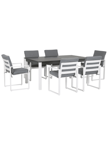Beliani 7-tlg Gartentisch Set PANCOLE in Grau/Weiß