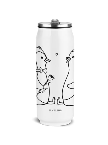 Mr. & Mrs. Panda Sportflasche Pinguin Pärchen ohne Spruch in Weiß