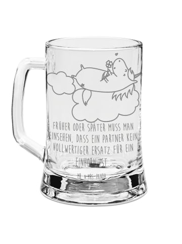 Mr. & Mrs. Panda Gravur Bierkrug Einhorn Verliebt mit Spruch in Transparent
