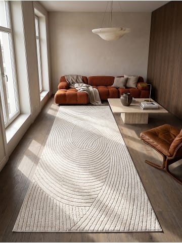KADIMA DESIGN Läufer Geometrisch pflegeleicht Wohnzimmer Schlafzimmer Flur Esszimmer in Creme