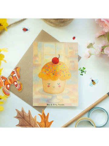Mr. & Mrs. Panda Grußkarte Cupcake Design ohne Spruch in Weiß