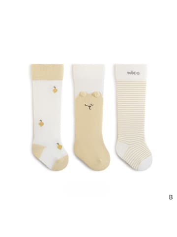 MUNADUNA 3er-Set Baby-Hochsocken in Gelb