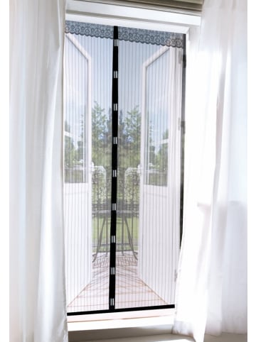 EASYmaxx Moskitonetz Magic Klick 90x210cm schwarz mit Magnetvers. für Tür Schwarz
