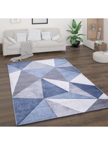 KADIMA DESIGN Teppich Kurzflor Geometrisch Wohnzimmer in Blau