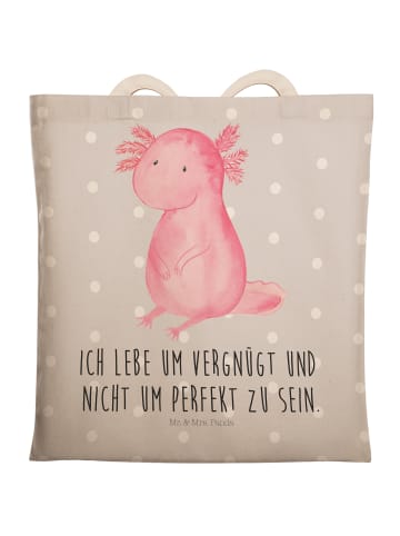 Mr. & Mrs. Panda Umhängetasche Axolotl Niedlich mit Spruch in Grau Pastell