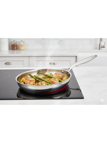 Cheffinger Premium Edelstahlpfanne geeignet für alle Herdarten mit ergonomischem in Silber