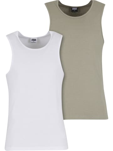 Urban Classics Urban Classics Ribbed Undershirt 2-Pack in paleolive+white
