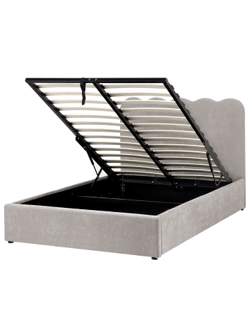 Beliani Doppelbett NANTERRE in Beige/Grau - (W) 127 x (H) 104 x (L) 215 cm