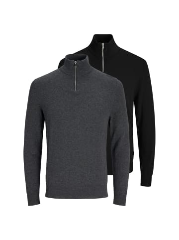 Jack & Jones Troyer Emil Knit in Schwarz / dunkelgrau