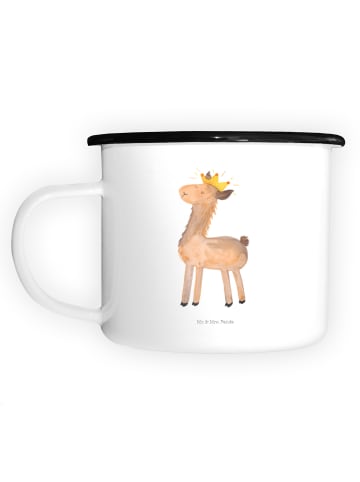 Mr. & Mrs. Panda XL Emaille Tasse Lama König ohne Spruch in Weiß
