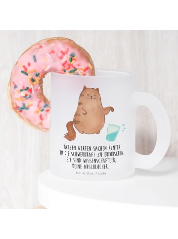 Mr. & Mrs. Panda Teetasse Katze Wasserglas mit Spruch in Transparent