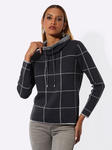 creation L Jacquard-Pullover in schwarz-silberfarben