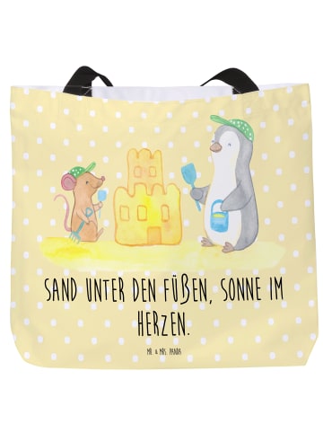 Mr. & Mrs. Panda Tote Bag Sommer Meer Strand mit Spruch in Gelb Pastell