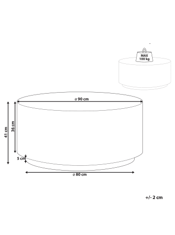 Beliani Couchtisch TREZZO in Weiß - (W) 90 x (H) 41 x (L) 90 cm