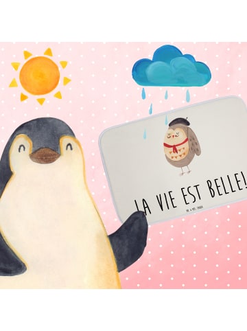 Mr. & Mrs. Panda Badematte Eule Frankreich mit Spruch in Weiß