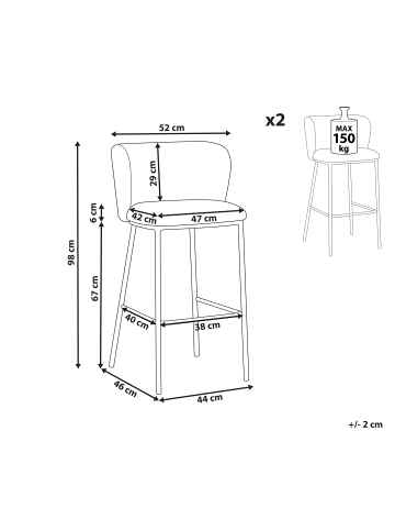 Beliani 2-tlg Barhocker MINA II in Braun