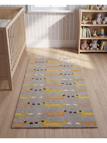 Kurzflor BANKGO in Grau/Gelb/Orange - (W) 80 x (L) 150 cm