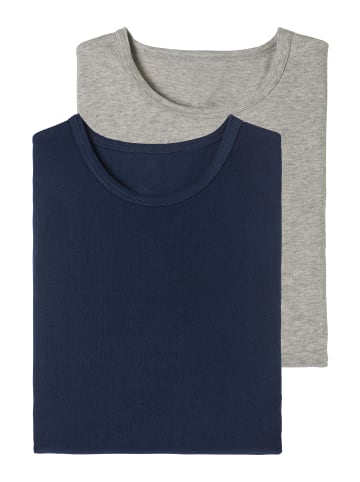 H.I.S Langarmshirt in marine, grau-meliert