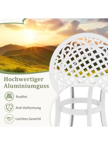 COSTWAY Beistelltisch Aluminiumguss in Weiß