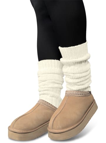 normani 2 Paar Strickstulpen mit wärmender Alpakawolle in Wollweiß/Beige