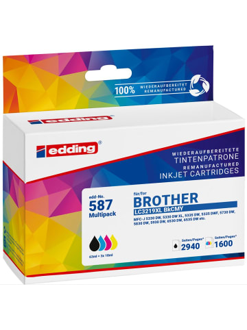 edding Druckerpatrone ersetzt Brother LC3219XLBK/C/M/Y Multipack