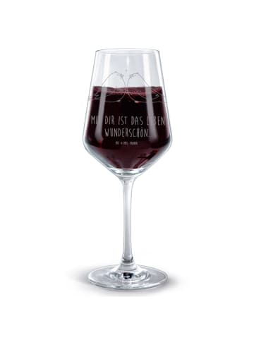 Mr. & Mrs. Panda glas für rotwein Turteltauben Liebe mit Spruch in Transparent