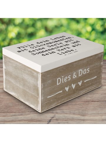 Mr. & Mrs. Panda Holzkiste Spruch Leichtigkeit im Leben mit Spruch in Weiß