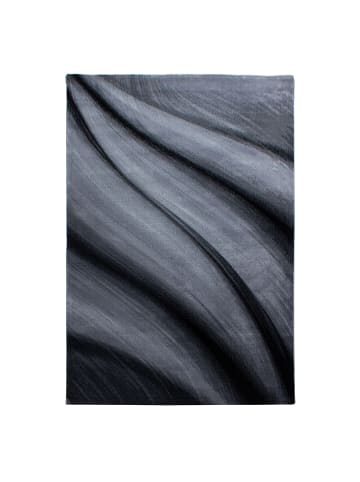 KADIMA DESIGN Teppich Kurzflor Waschbar Wellen ASPEN Strapazierfähig OEKO-TEX in Schwarz