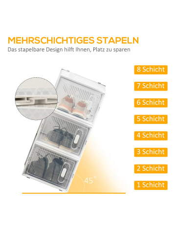 HOMCOM DIY Schuhschrank in Transparent 28L x 36B x 21H cm
