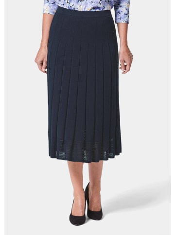 GOLDNER Kurzgröße:  Strickrock mit Falten, Ajourabschluss in marine