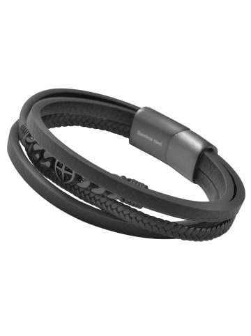 Adeliás Unisex Armband – Lederarmband aus Leder 23 cm in schwarz