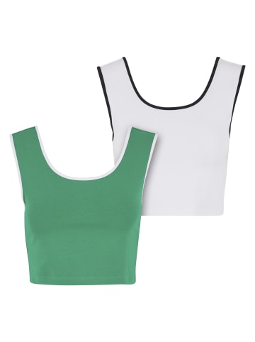 Urban Classics Urban Classics Ladies Contrast Cropped Top in froggreen/white+white/black