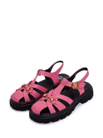 CESARE GASPARI Plateausandalen aus Leder in Pink