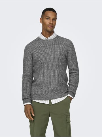 ONLY & SONS Strickpullover in Medium Grey Melange