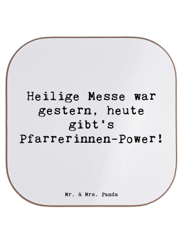 Mr. & Mrs. Panda Getränkeuntersetzer Spruch Pfarrerinnen Power m... in Weiß