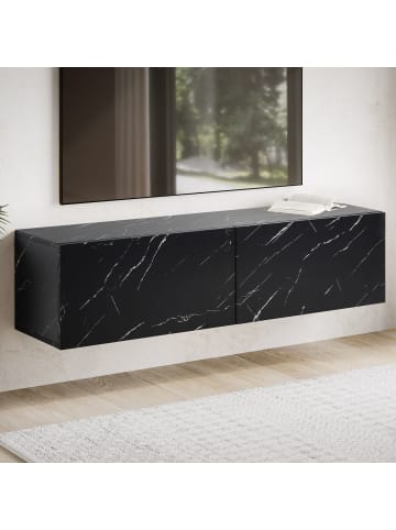 KADIMA DESIGN Lowboard Hängend Marmor-Optik 120x30x30 cm TV-Schrank, Design in Schwarz