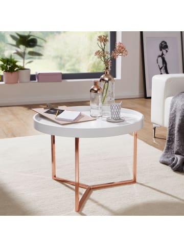 FineBuy Couchtisch in Weiß / Metall / 58x58x42