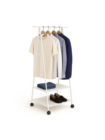 relaxdays Kleiderständer in Weiß - (B)55 x (H)160 x (T)42 cm