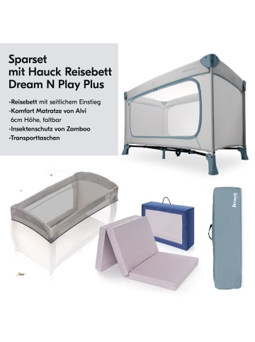 Hauck Reisebett Set Dream N Play Plus inkl. Alvi in grau,blau