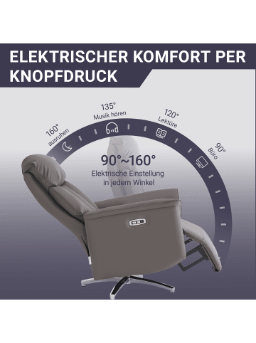 Tphecda Fernsehsessel Elektrisch Verstellbar in Braun 74x90x111 cm