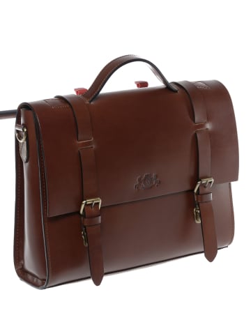 SID & VAIN Leder-Aktentasche Leder Businesstasche Unisex BOSTON-BIKE in braun