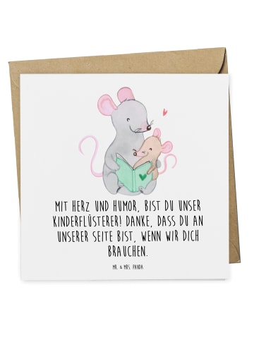 Mr. & Mrs. Panda Grußkarte Baby-Sitter Engelflüsterer mit Spruch in Weiß