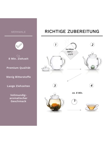 Creano 7tlg. Set: ErblühTee "Schwarzer Tee" + 1 Teekanne 500ml