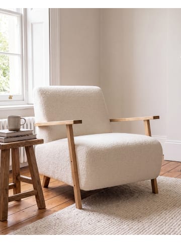 Beliani Sessel LESJA in Beige/Braun - (W) 77 x (H) 79 x (L) 90 cm