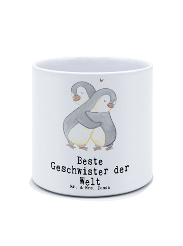 Mr. & Mrs. Panda XL Blumentopf Pinguin Beste Geschwister der Wel... in Weiß