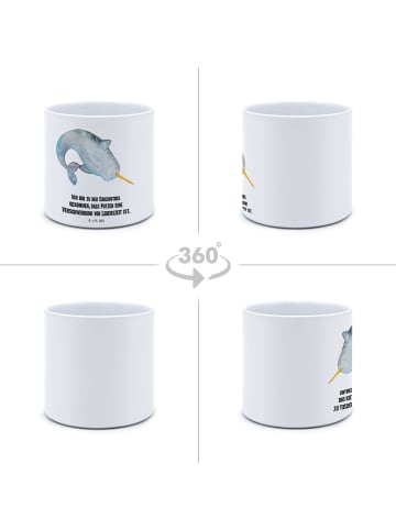 Mr. & Mrs. Panda Pflanzkübel Narwal mit Spruch in Weiß